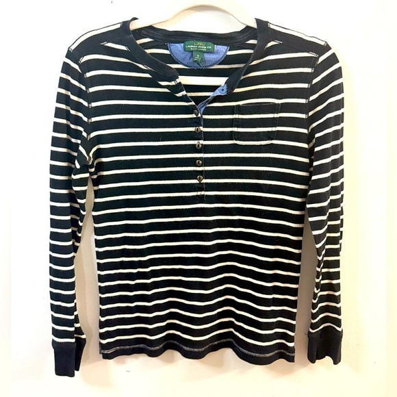 Ralph Lauren Jeans Tops - Ralph Lauren Jeans Black and White Striped Long Sleeve Shirt size Small